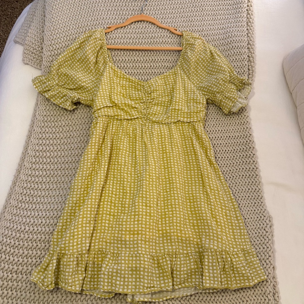 Very J Mustard Polka Dot Blouse